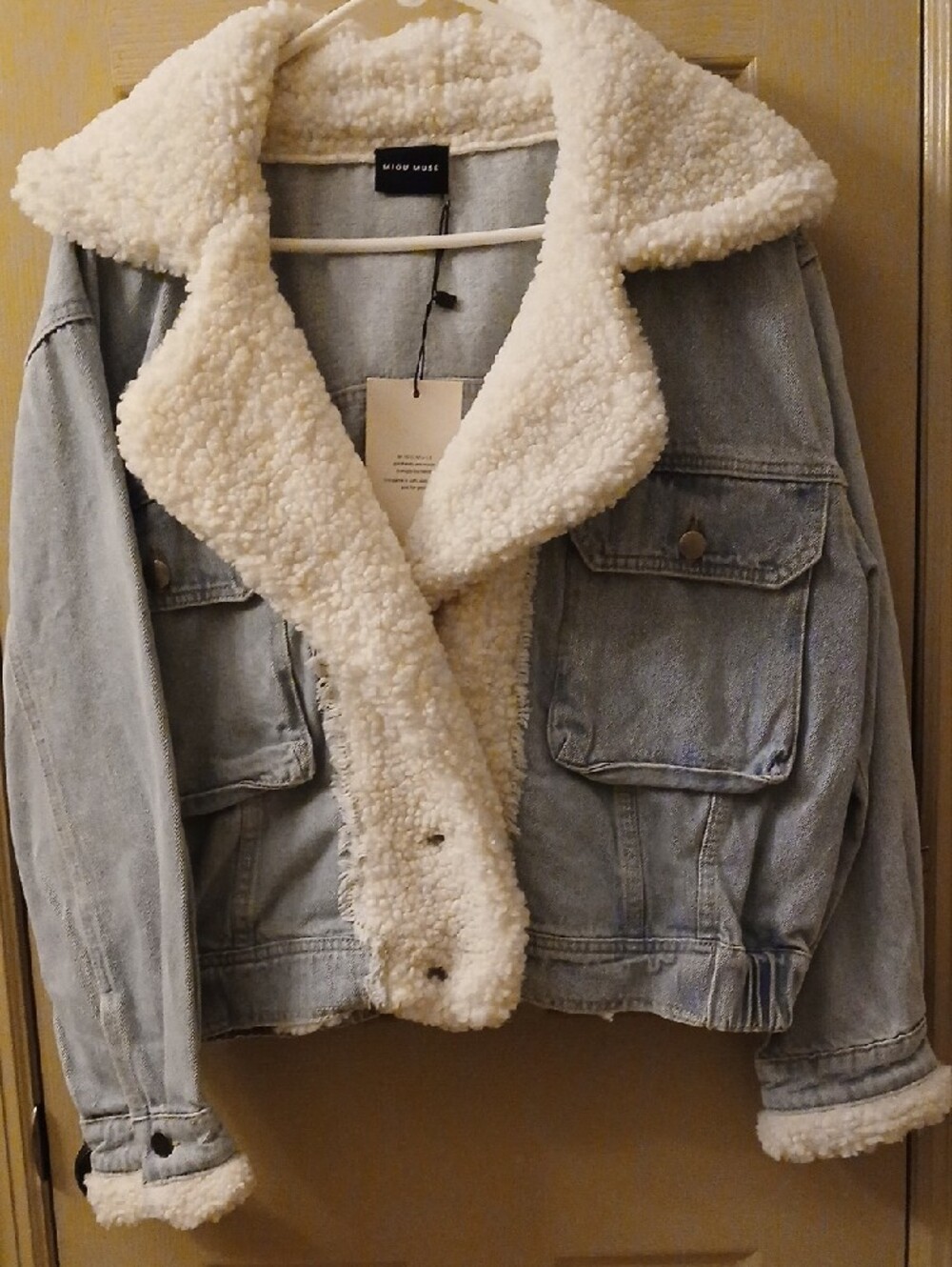 Miou Muse Light Blue Sherpa-Lined Denim Jacket - Picture 3 of 3